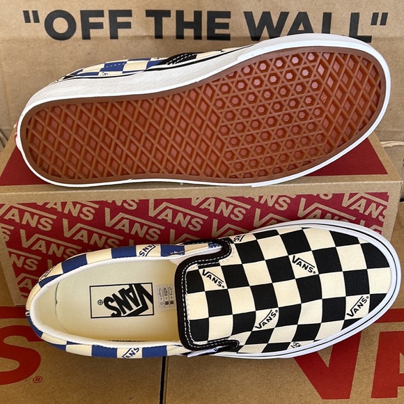 Vans Classic Slip On Big Check Black/Navy sneakers WMNS - Picture 4 of 16